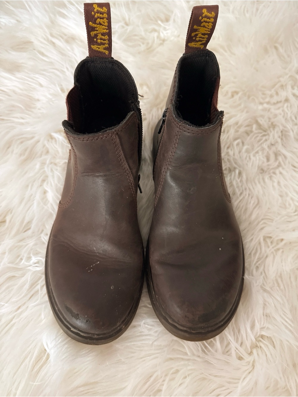 Dr. Martens Kids Brown Chelsea Zipper Boots